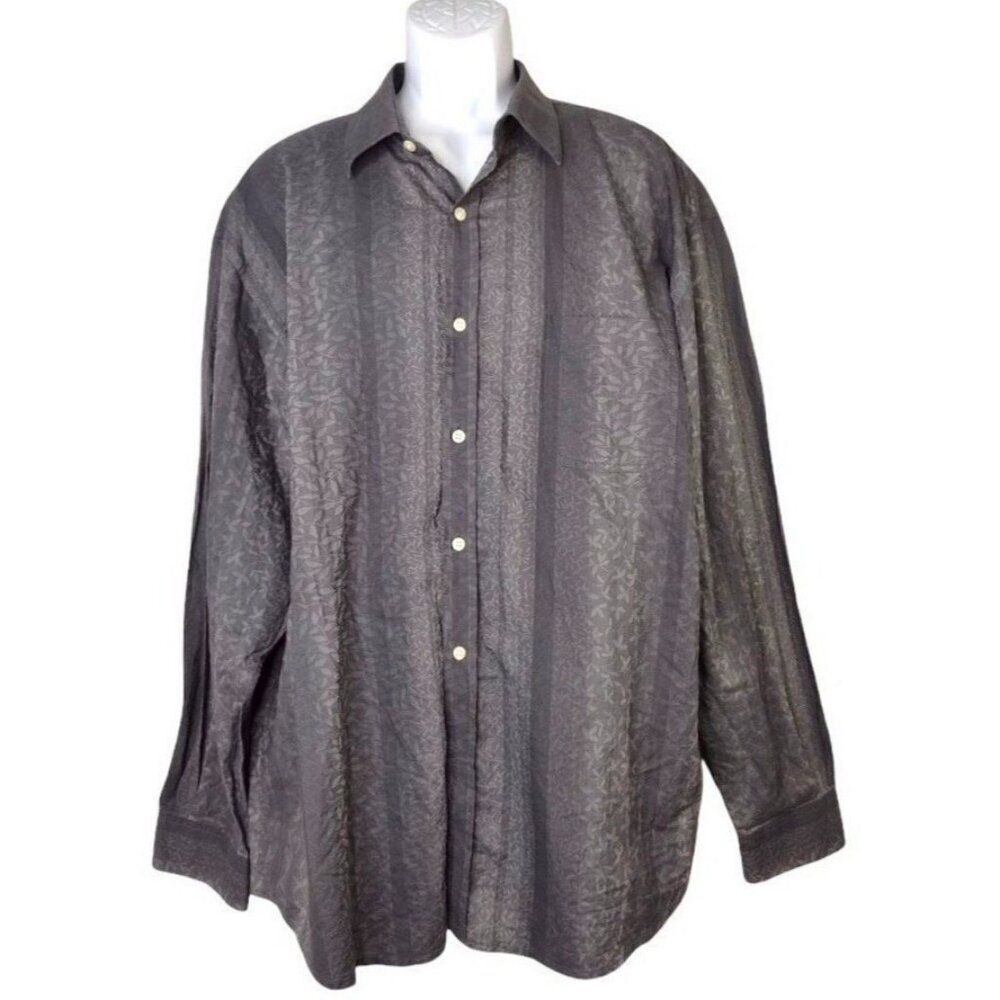SAKS FIFTH AVENUE Long Sleeve Button Up Shirt XXL Collared Formal Printed